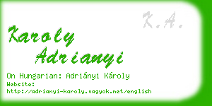 karoly adrianyi business card
